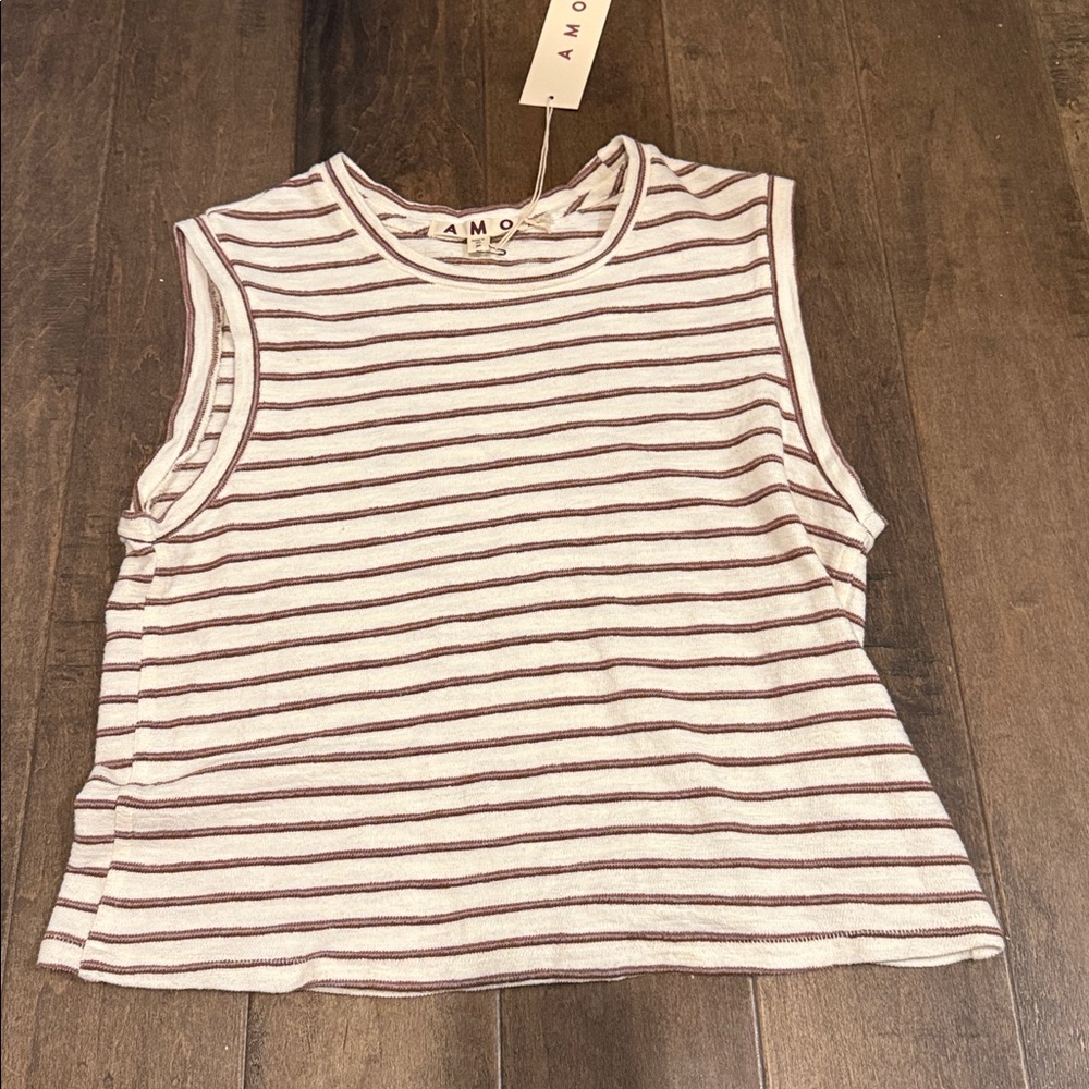 AMO SLEEVELESS BABE TEE IN BONE MEDIUM‎ NWT - Picture 6 of 14